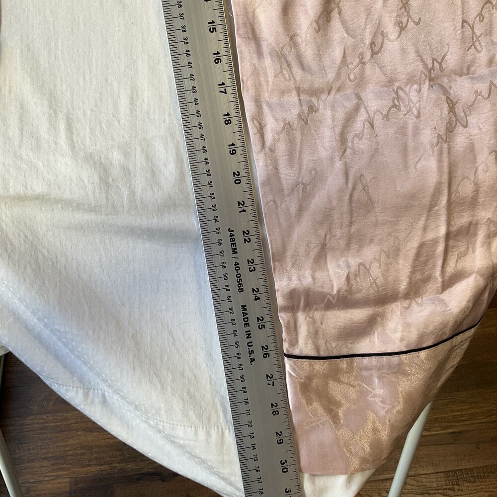 Victoria's Secret Women Sleepwear L Pink Pajama Pants Satin Script Logo 30”Insea - Picture 8 of 10